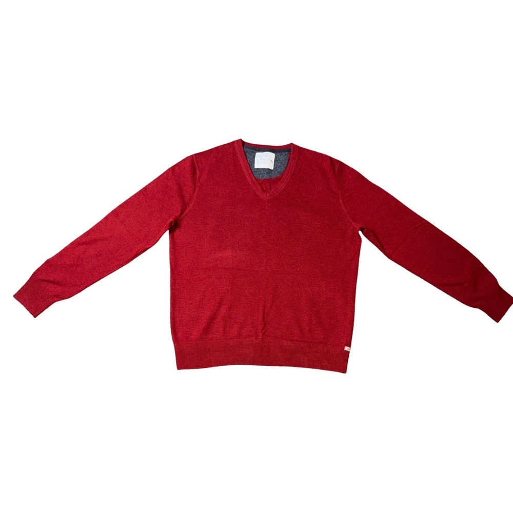 Banana Republic Heritage Red Wool V Neck Long Sleeve Sweater Men's Size L